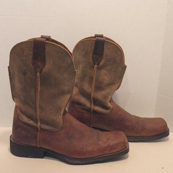 ARIAT "Rambler" Men's Size 11D Pull-on Western Boot Square Toe Brown Leather - Picture 4 of 14